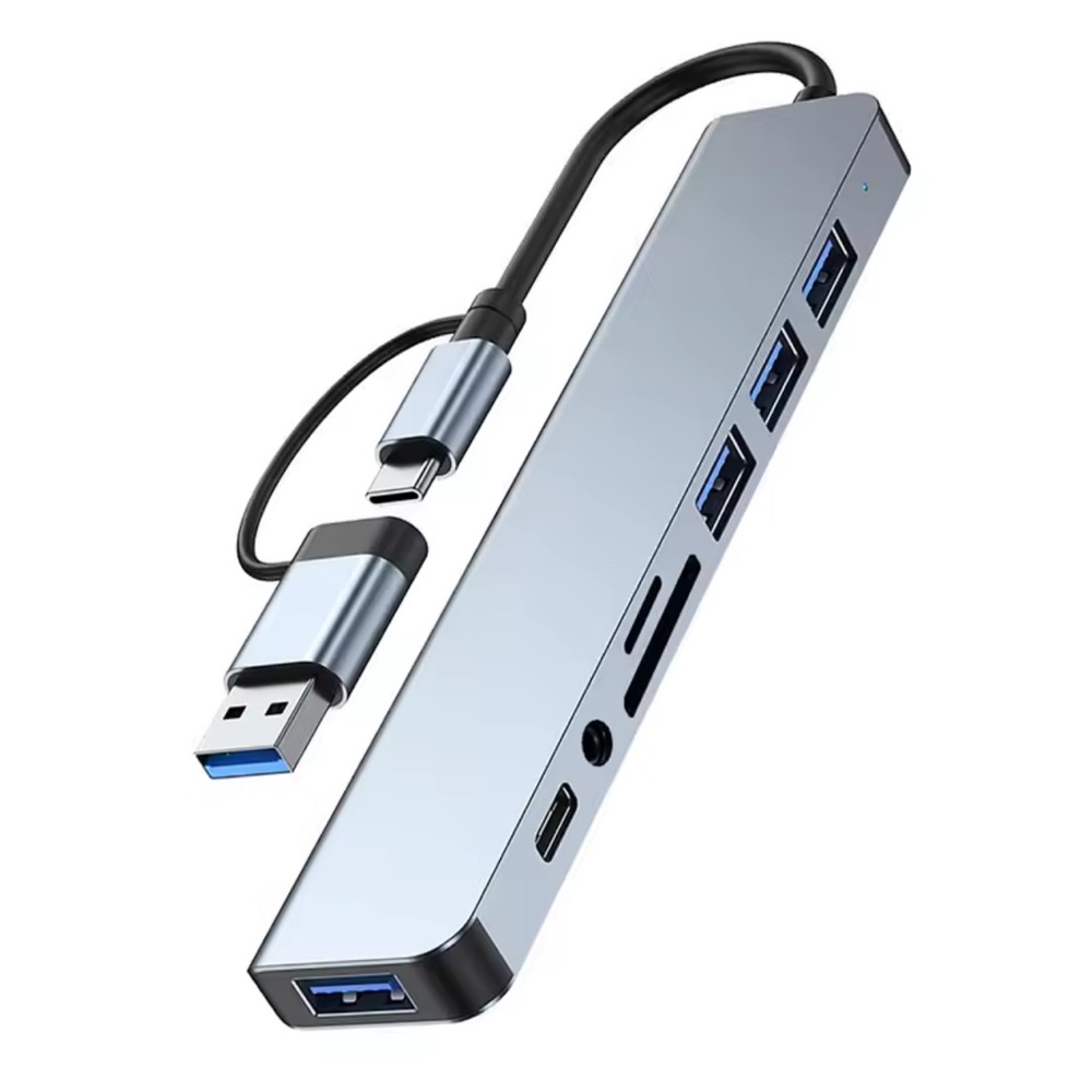 8 in 2 USB +Type C HUB Docking Station with 3.5mm Audio Jack Adapter